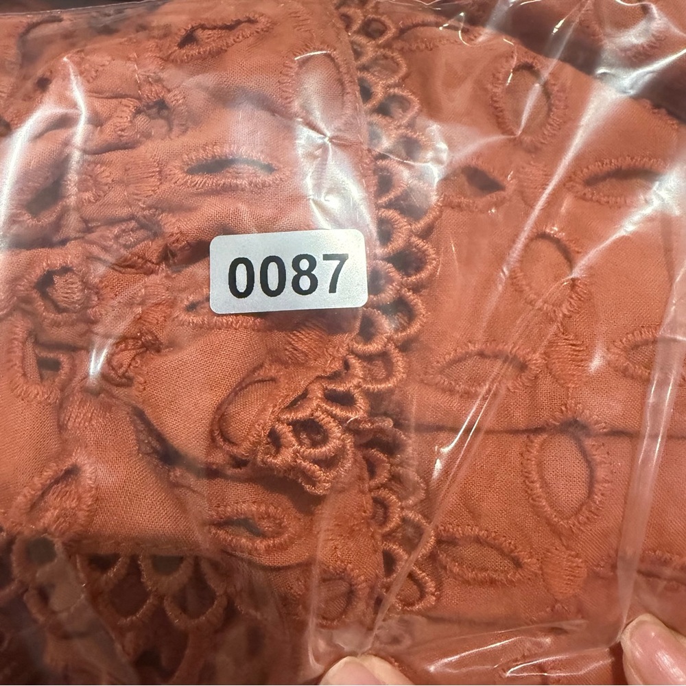 Ryegrass Ladies Sierra Burn Orange Eyelet Lace Off Shoulder Peasant Blouse- XS - Picture 9 of 9